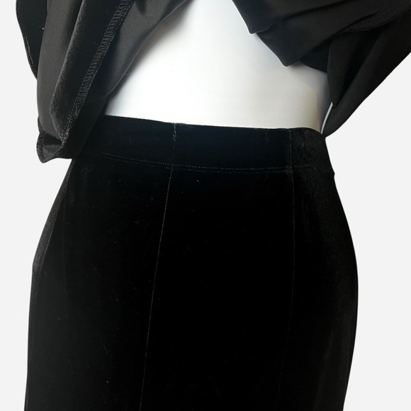 Choices Black Velvet 2 Piece Top Skirt Set Dress Small Rhinestones Embroidered - Picture 5 of 10